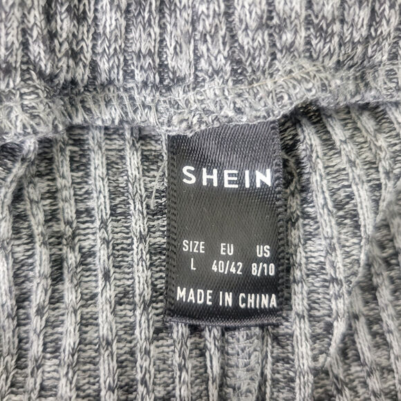 Shein Shorts Womens Large Charcoal High Rise Ribbed Knit Casual Stretch Waist - Picture 7 of 11